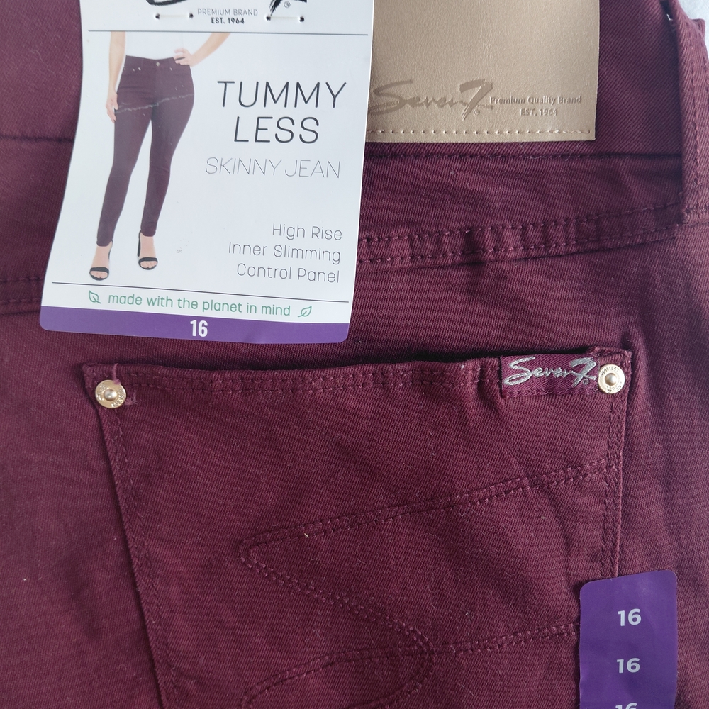 Seven7 Women's Burgundy Skinny Jeans